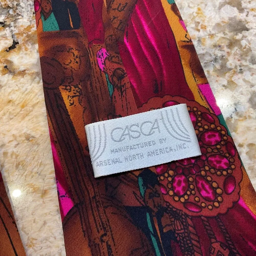 VTG Music Theme silk Necktie Mens Novelty Tie Teacher Musician Jazz Art